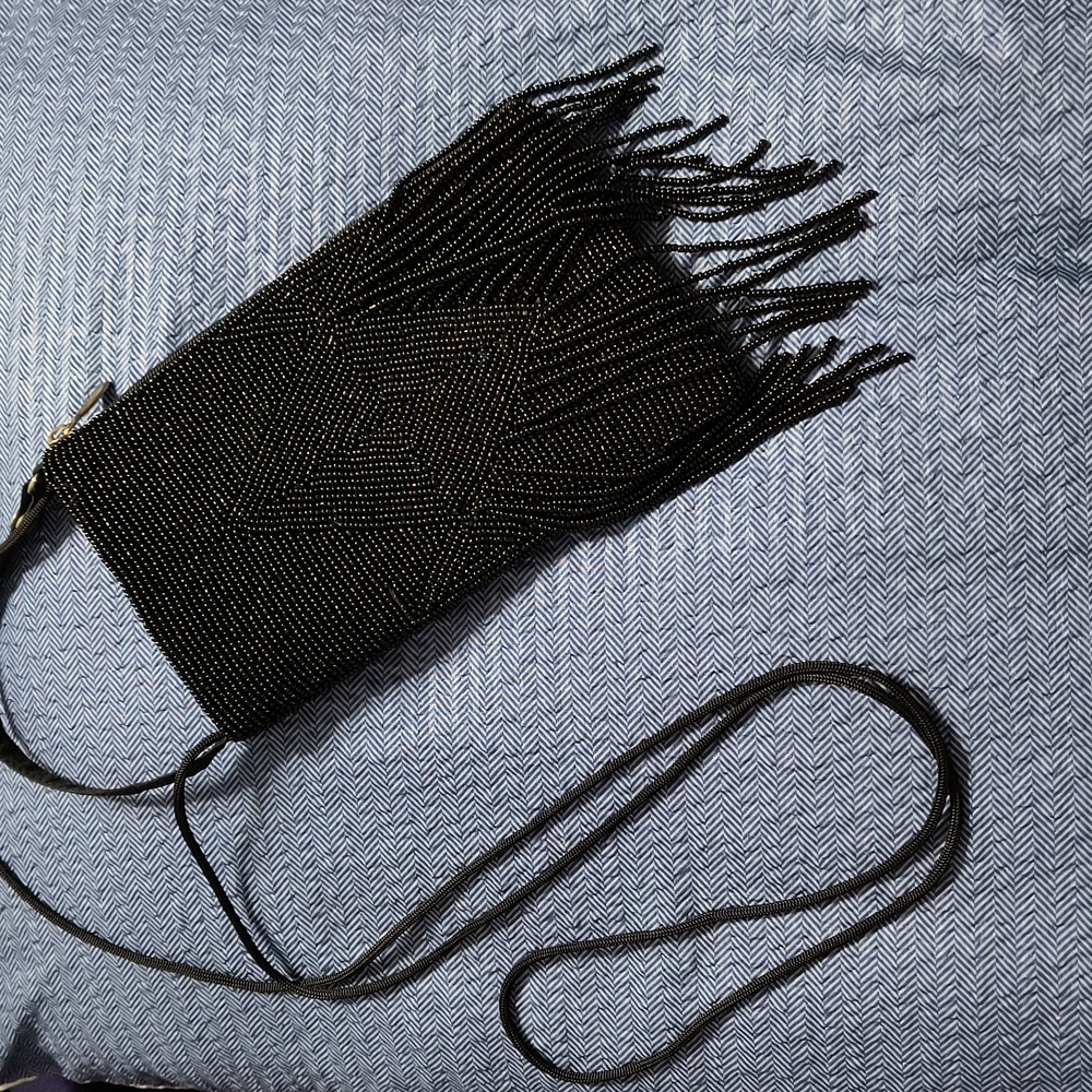 Bamboo Trading Company black beaded club bag